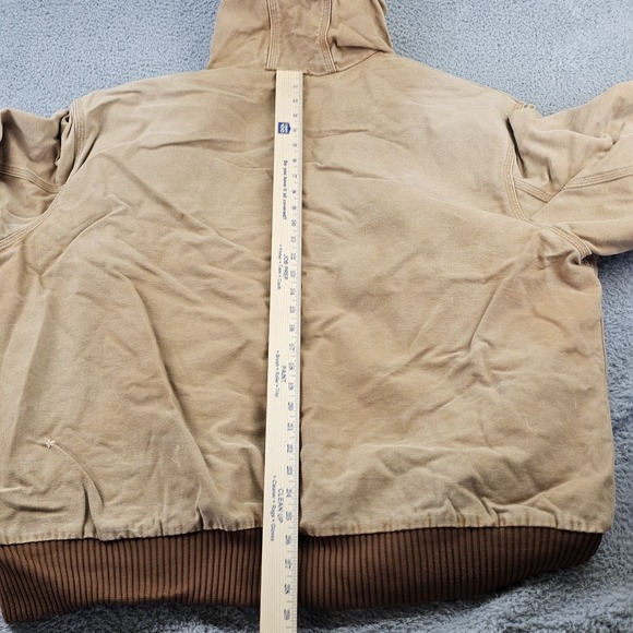 Vintage Carhartt Jacket Mens 2XL Brown Hooded Fleece Lined Workwear Chore Barn - Picture 9 of 11